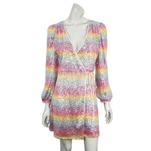 ModCloth Take A Shine Sequin Wrap Dress size Small Multi-color